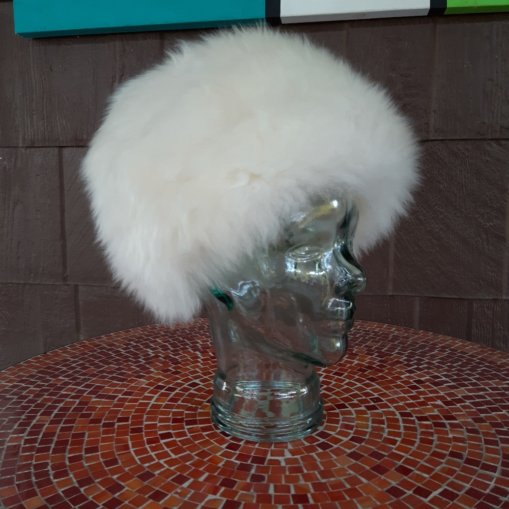 Vintage White Fur Winter Cossack Hat